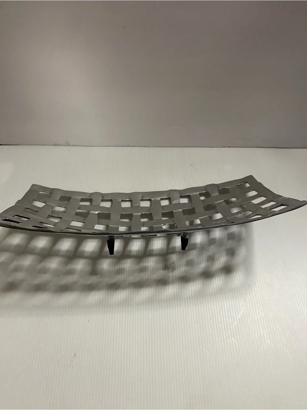 Silver Woven Metal Decorative Tray - Home Bath